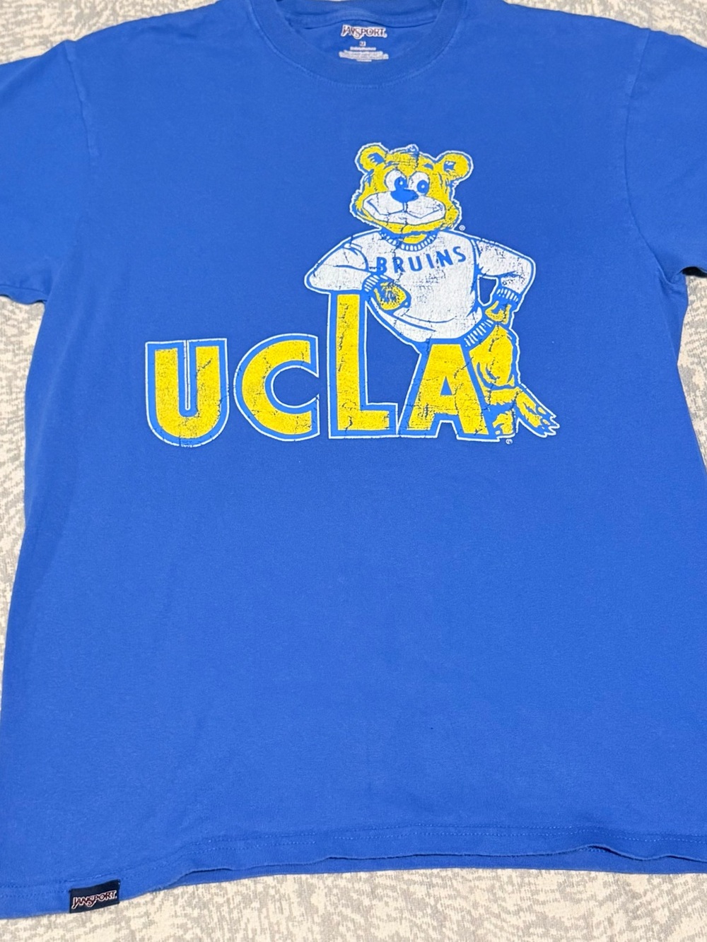 Vintage JanSport UCLA Bruins T-Shirt Blue Graphic Tee Mascot Joe Bear M